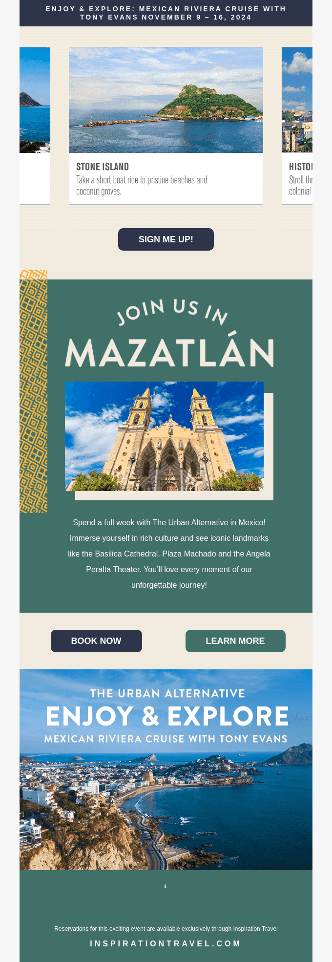 Come to Mazatlán with Tony Evans