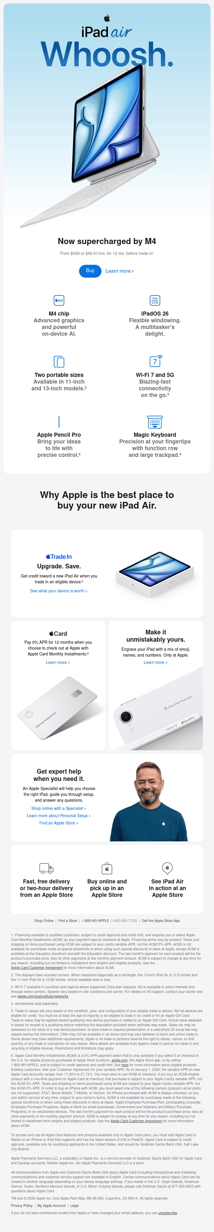 Upgrade to the new iPad Air. Now supercharged by M4.