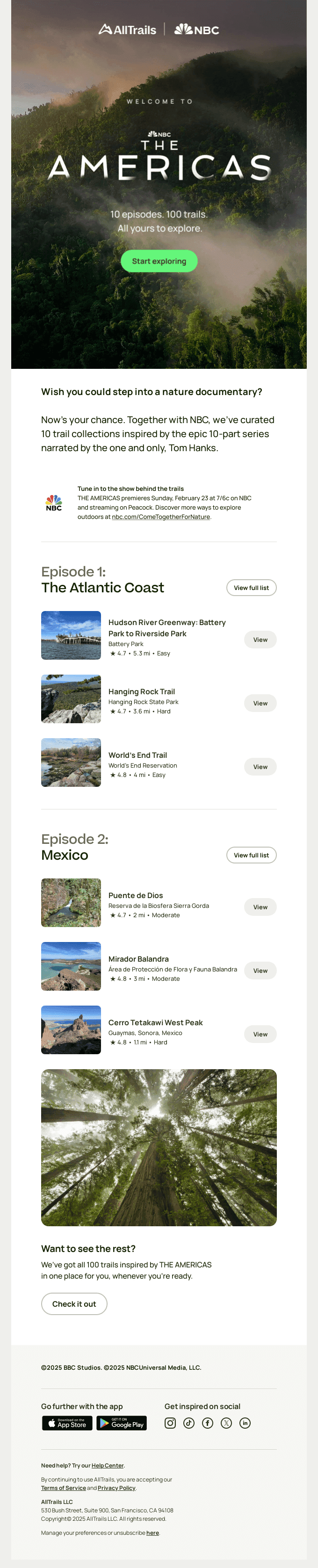 The epic trails inspired by NBC’s THE AMERICAS